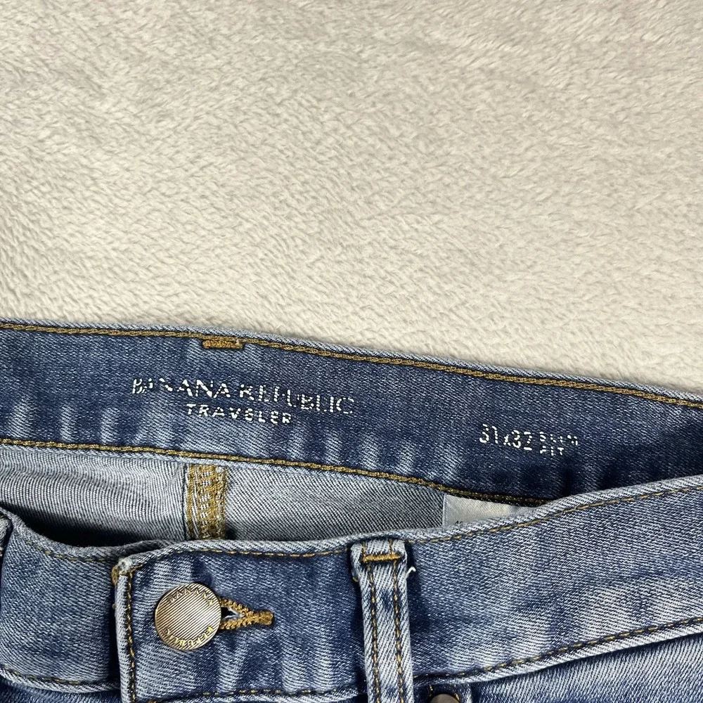 Banana Republic Travelers Jeans Navy Blue Denim Mens 31x30* Pants‎ Slim Fit
